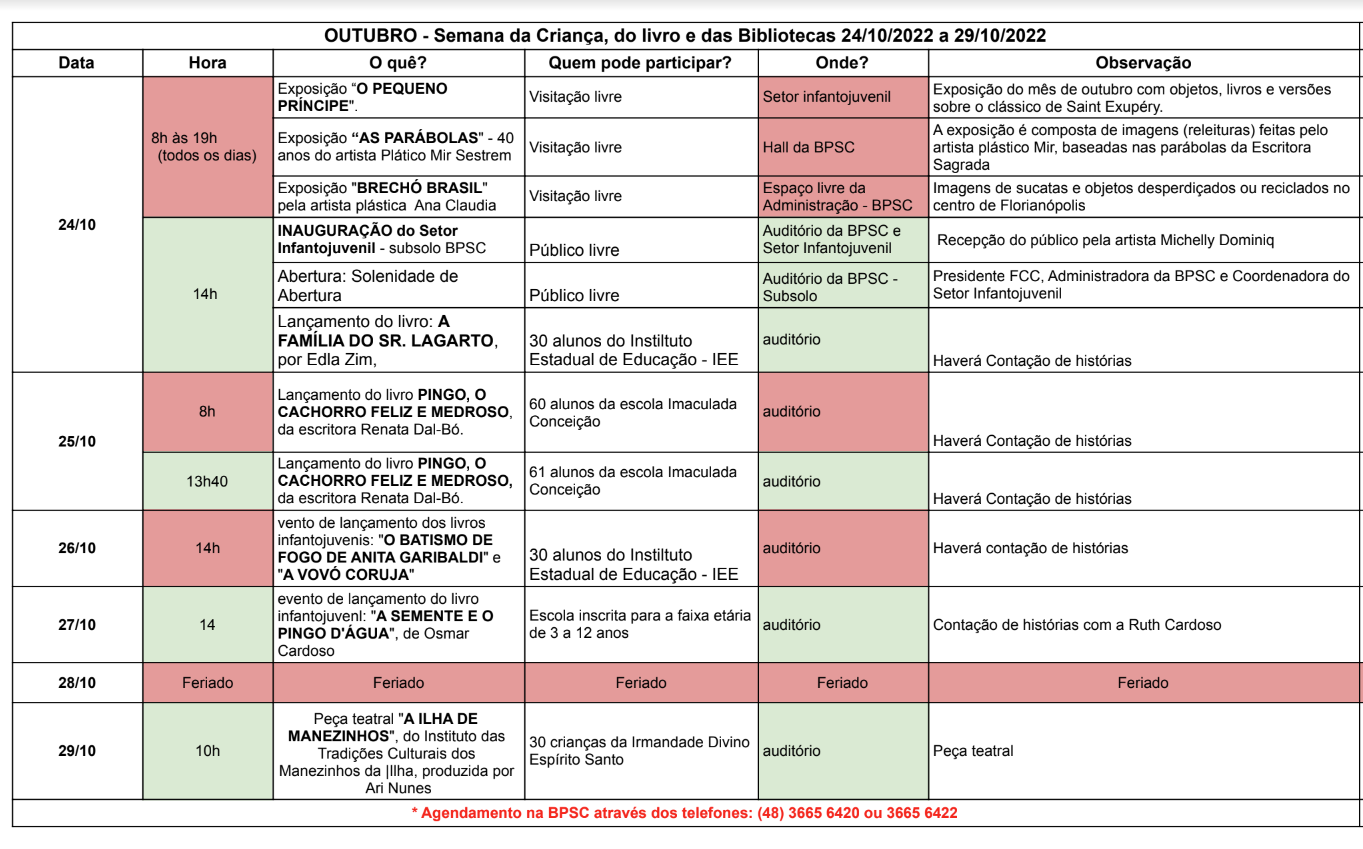 Programação semana do livro